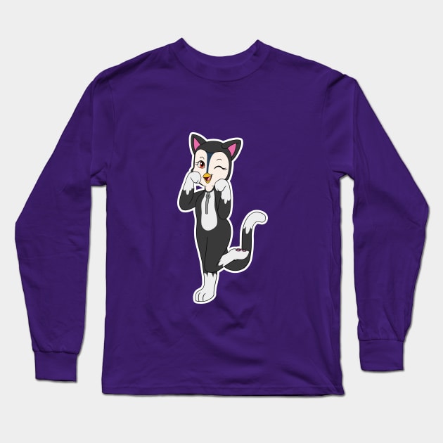 Top Wing Halloween Kitty Cat Penny Long Sleeve T-Shirt by kreazea